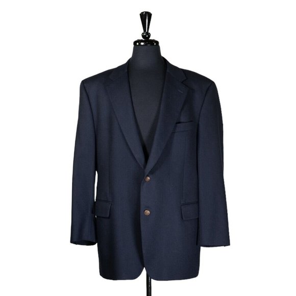 Jos. A. Bank Mens Blazer Blue Wool Cashmere 2 Button Suit Jacket Sport Coat 44R Suits Blazers